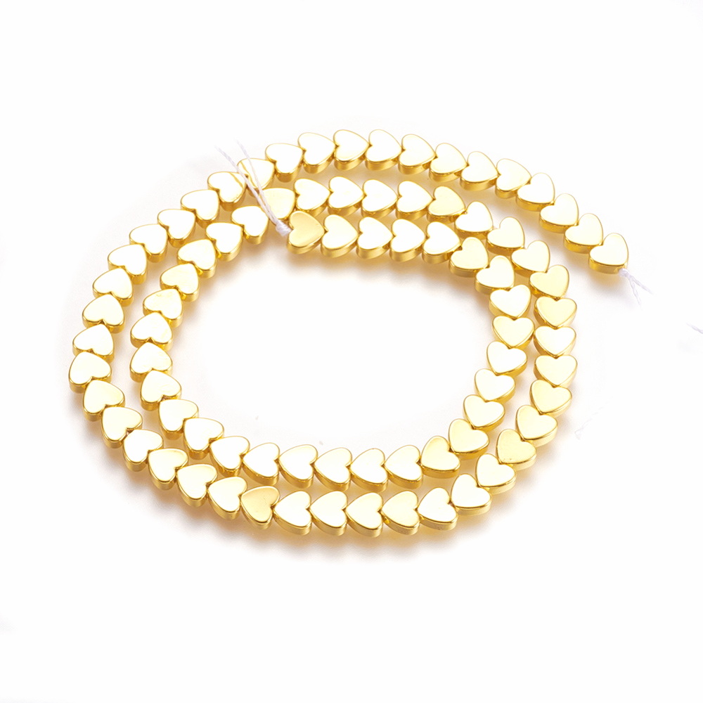 Hematit electroplacat auriu, inima 6x5x2mm-sir 81-83 buc 1 buc