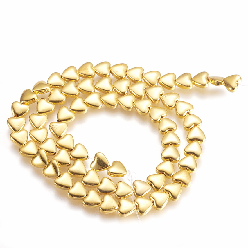 Hematit electroplacat auriu, inima 6x6x2.5mm-sir 81-83 buc 1 buc