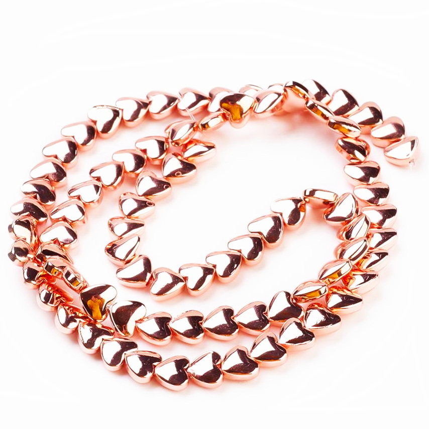 Hematit electroplacat roz-auriu, inima 6x5x3mm-sir 81 buc 1 buc