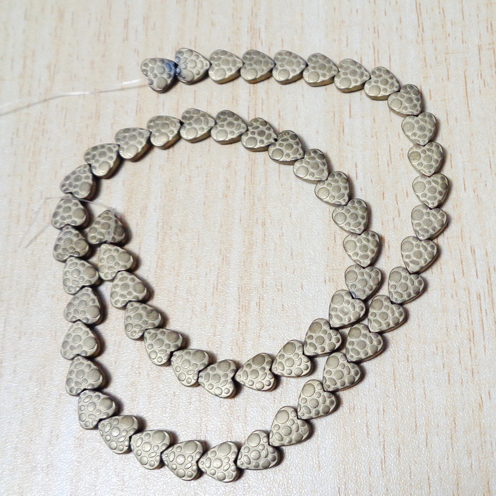 Hematit frosted, electroplacat culoare bronz, inima 8x8x2mm-sir 55 buc 1 buc