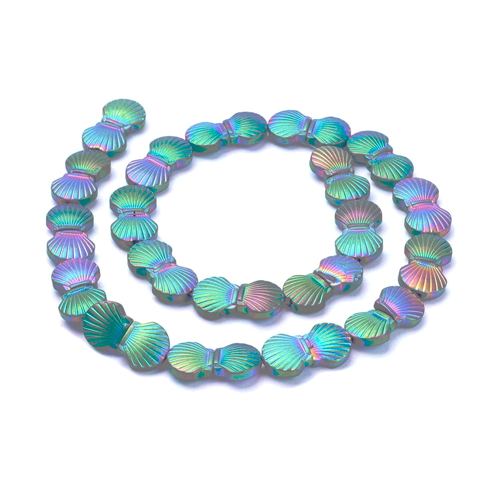 Hematit electroplacat multicolor, scoica 10x10x4mm-sir 41 buc 1 buc