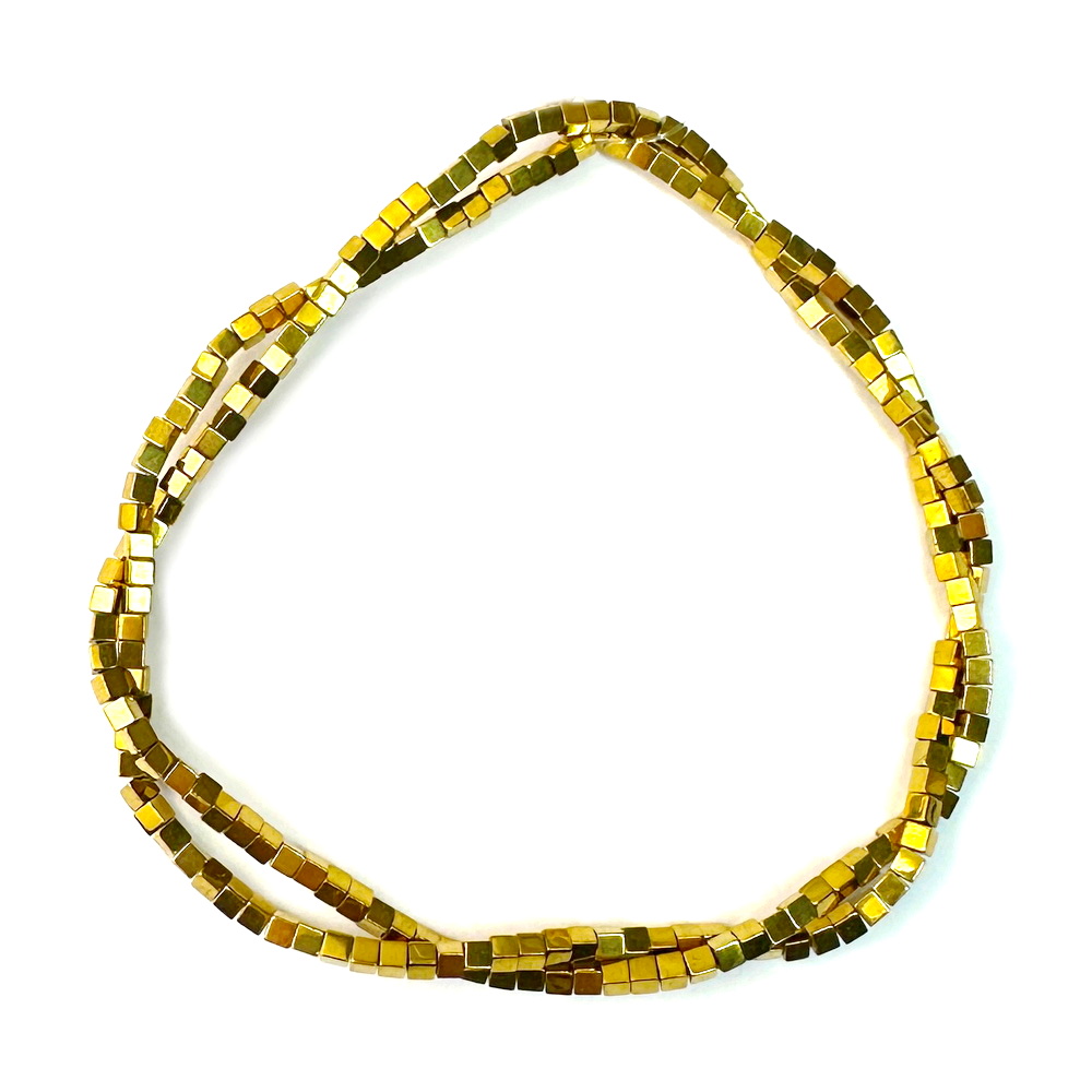 Hematit placat auriu, cub 2x2x2mm-sir 196 buc 1 buc