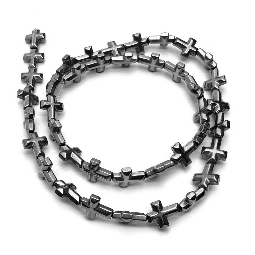 Hematit argintiu inchis, cruce 10x8x3mm-sir 39 buc 1 buc