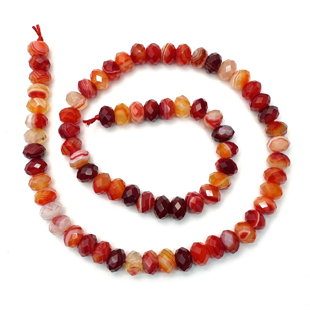 Agat striped rondel fatetat, rosu, 8x6mm, rosie-sir 72 buc 1 buc