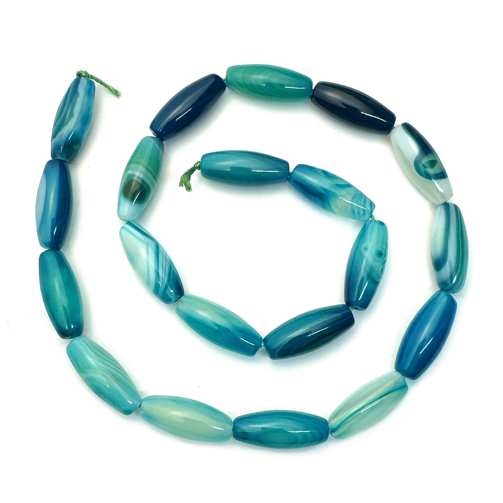 Agat striped oval, turcoaz, 20x8mm-sir 20 buc 1 buc