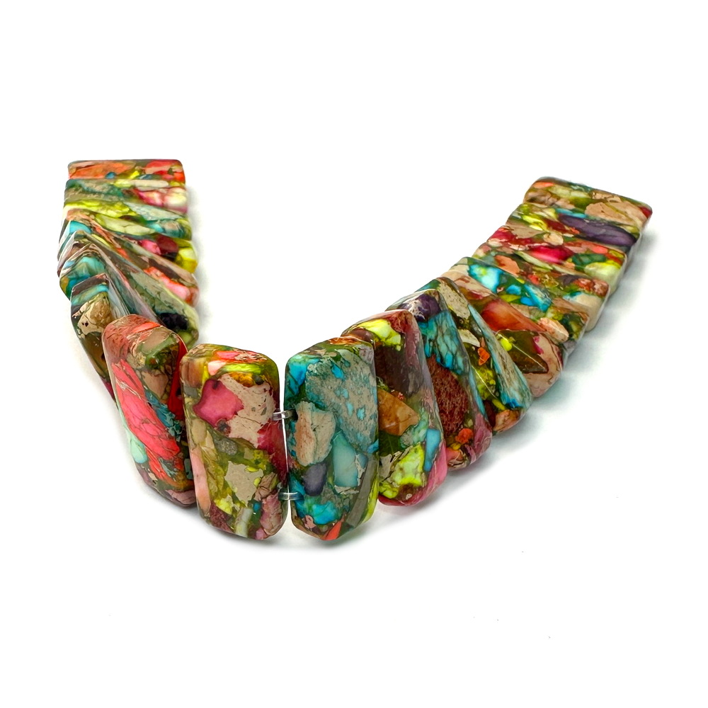 Regalit/jasp imperial multicolor cu 2 orificii, 21x10x5mm-sir 20 buc 1 buc