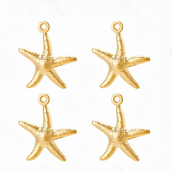 Pandantiv otel inoxidabil 304 placat cu aur 24K, stea de mare 18x16x2mm 1 buc