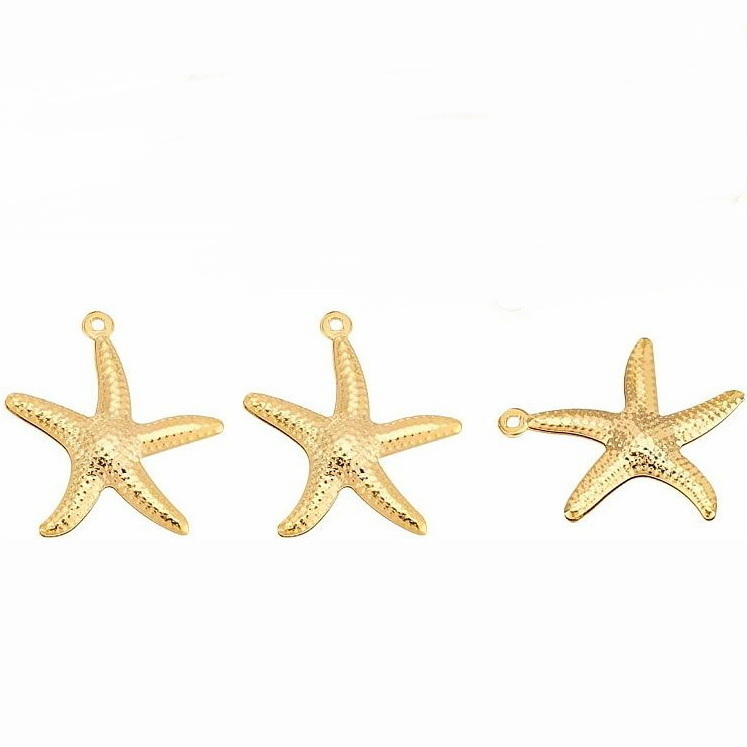 Pandantiv otel inoxidabil 304, auriu, stea de mare 22x20x2mm 1 buc