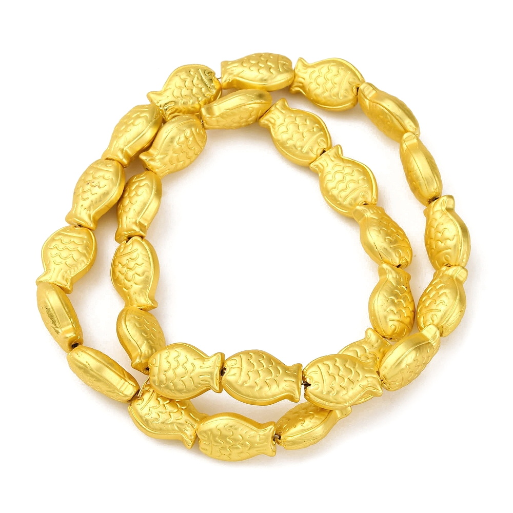 Margele sticla electroplacate auriu-metalizat, pesti 14x10x6mm-sir 29buc 1 buc