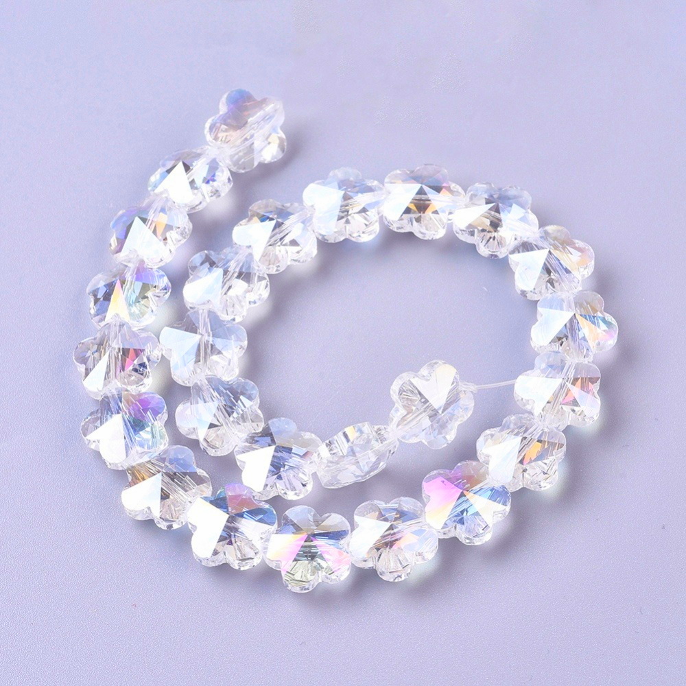 Margele cristal electroplacat AB, floare 14x8mm-sir 25 buc 1 buc