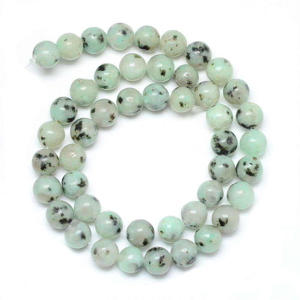 Jasp Sesame sferic, verde deschis, 8mm-sir 46 buc 1 buc