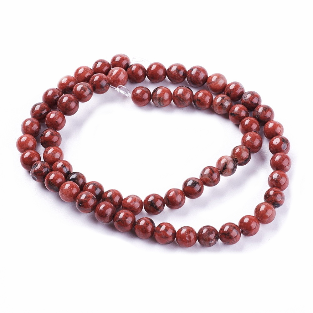 Jasp Sesame rosu inchis, 6mm-sir 65 buc 1 buc