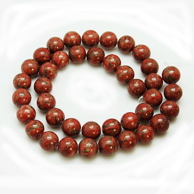Jasp Sesame rosu inchis, 8mm-sir 49 buc 1 buc