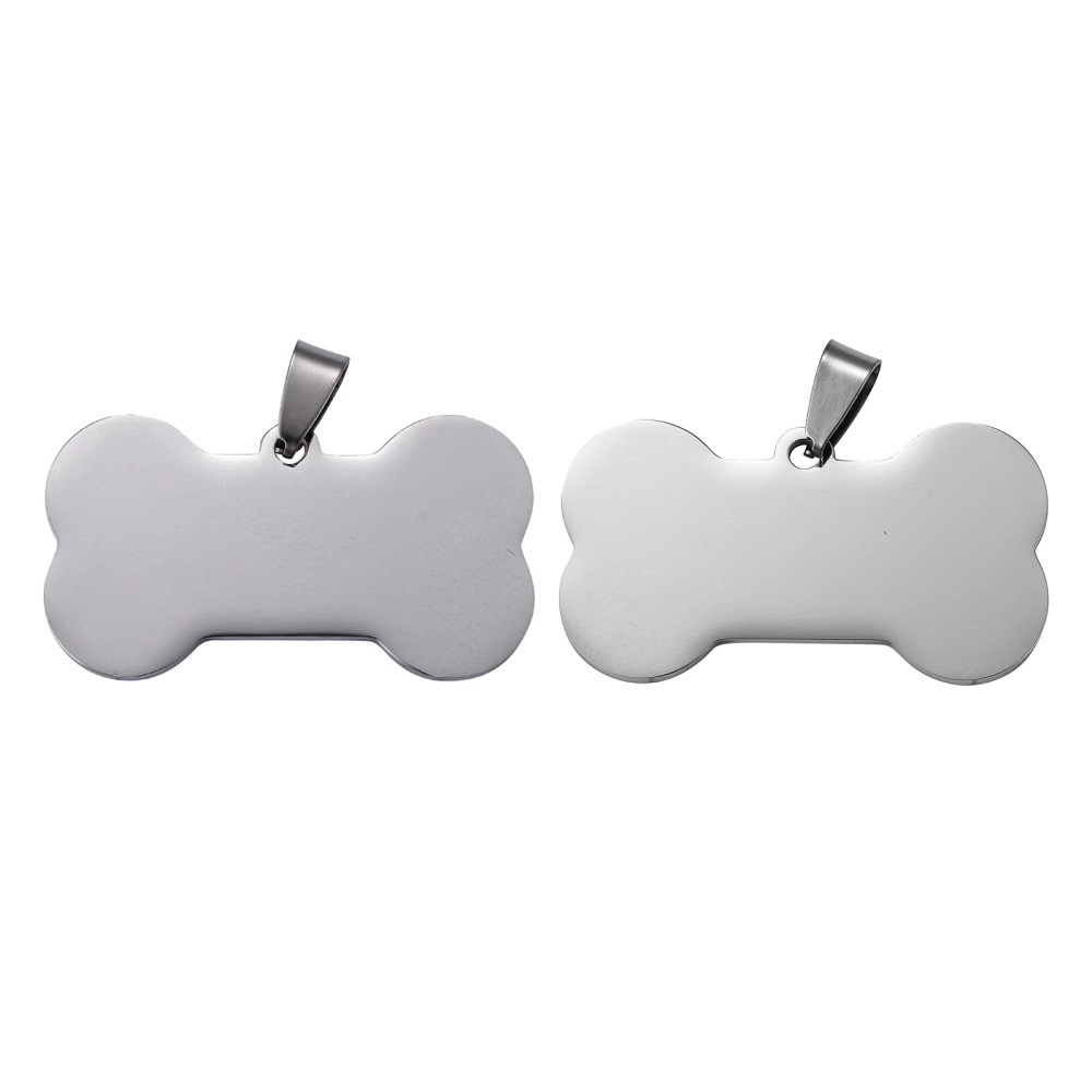 Pandantiv otel inoxidabil  304, pt.gravat, forma os 22x40x1.8mm 1 buc