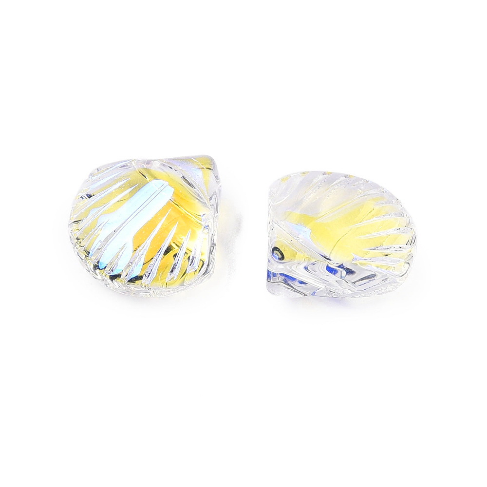 Pandantiv sticla transparenta AB, scoica 10x10x4.5mm 1 buc