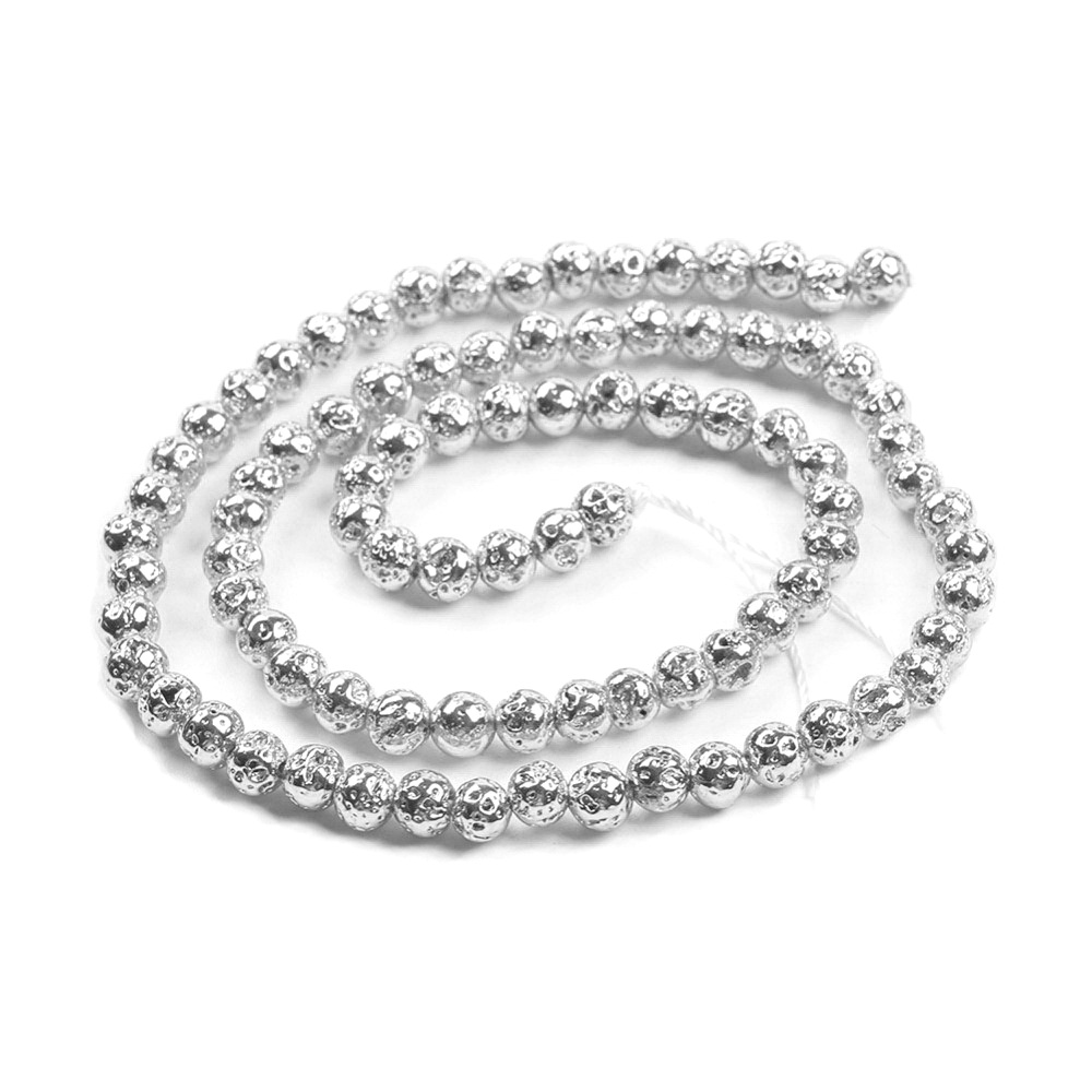 Hematit cu aspect lava, placat argintiu, 5mm-sir 88 buc 1 buc