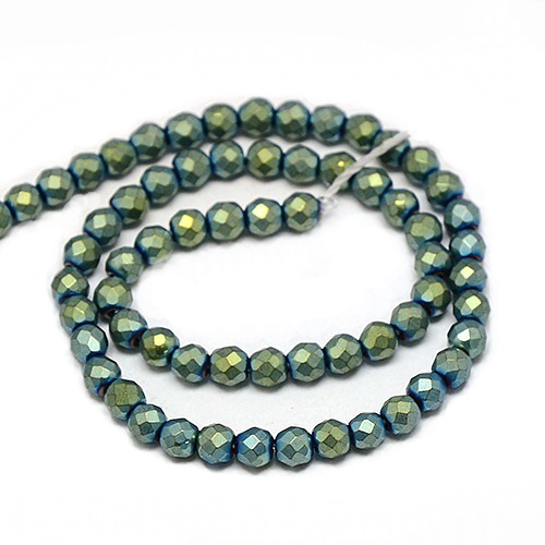 Hematit fatetat, frosted, 3mm, verde galbui-sir 127 buc 1 buc