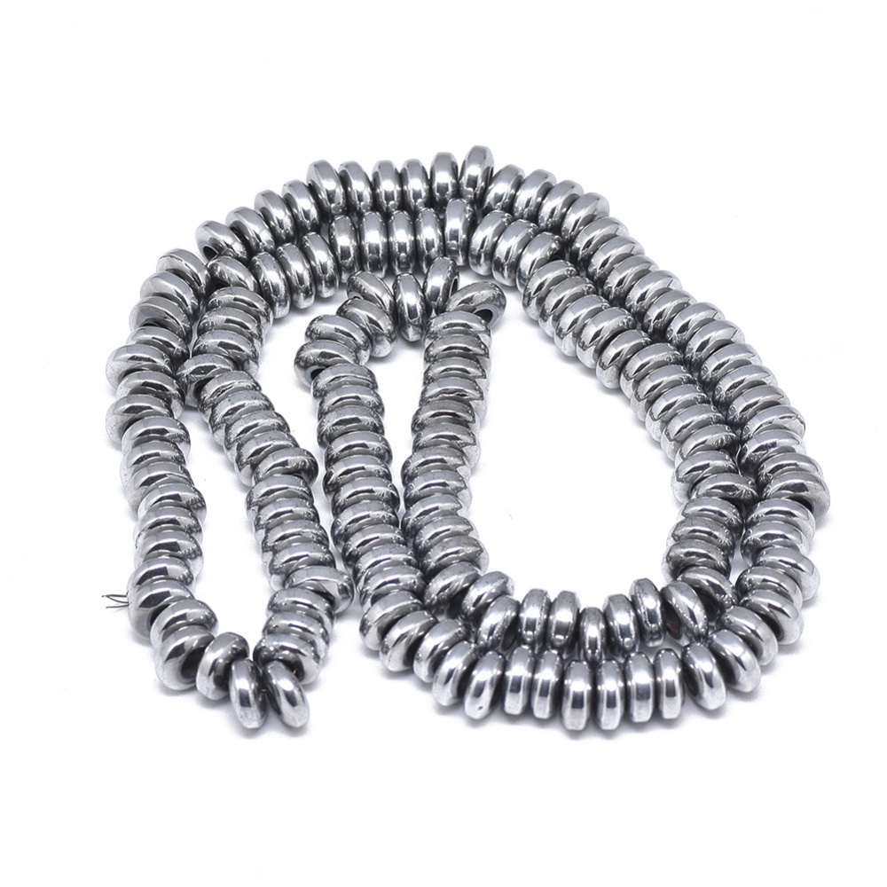 Hematit placat argintiu inchis, rondel 6x2.5mm, orificiul 3mm-sir 100 buc 1 buc