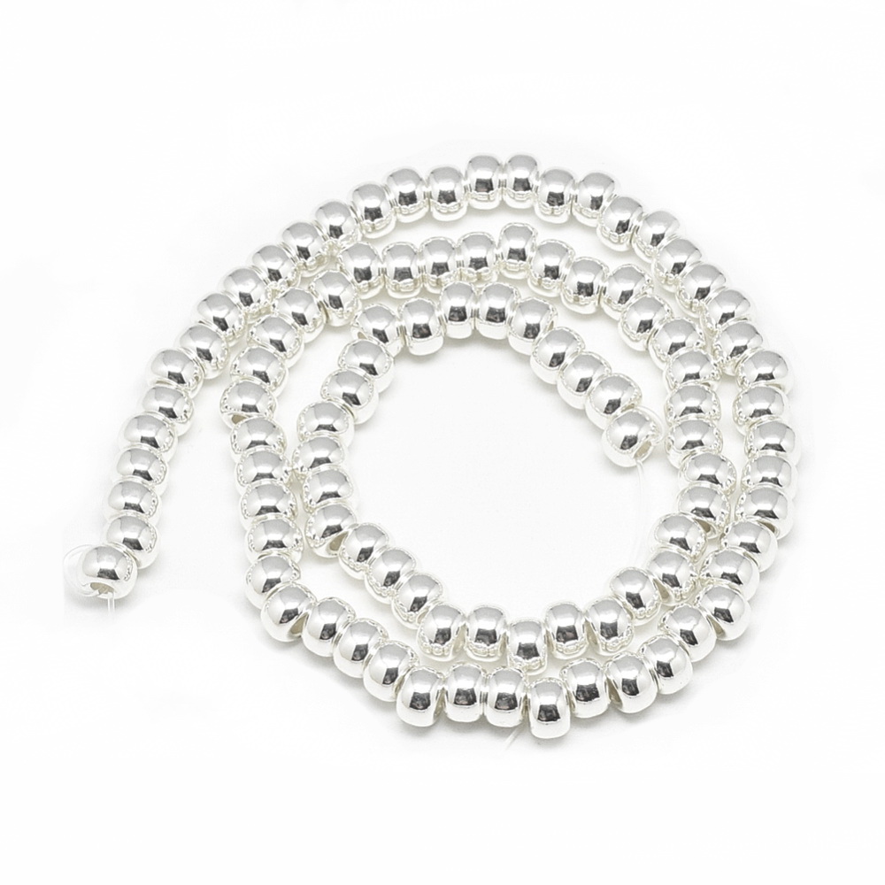 Hematit placat argintiu, rondel, 6x4mm, orificiul 2mm-sir 91 buc 1 buc