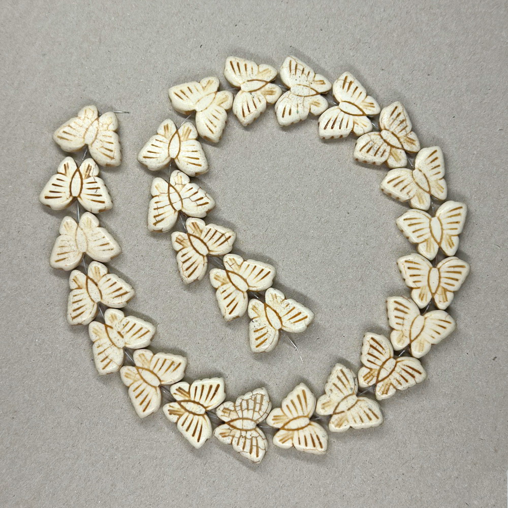 Turcoaz sintetic, crem, fluture 26x20x7mm-sir 24 buc 1 buc