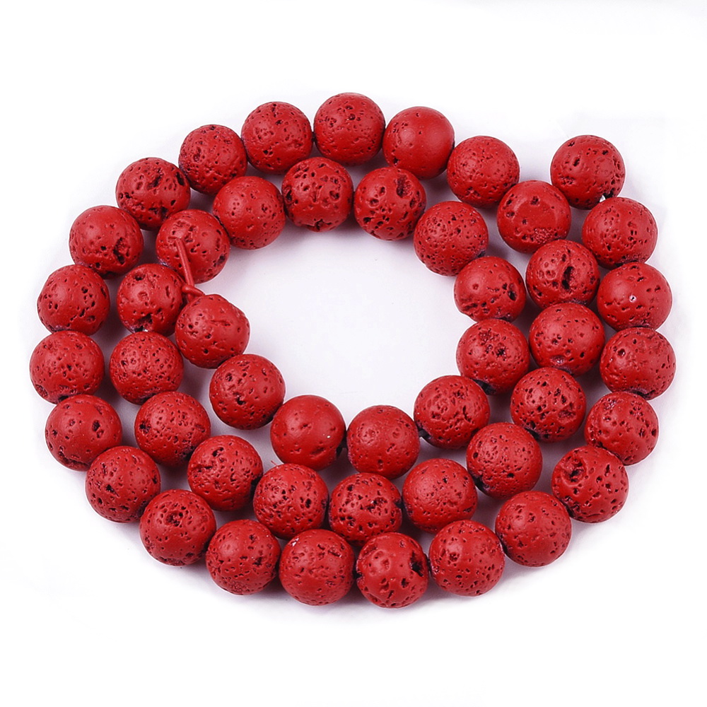 Lava colorata rosu, sfere 6 mm-sir 60 buc 1 buc