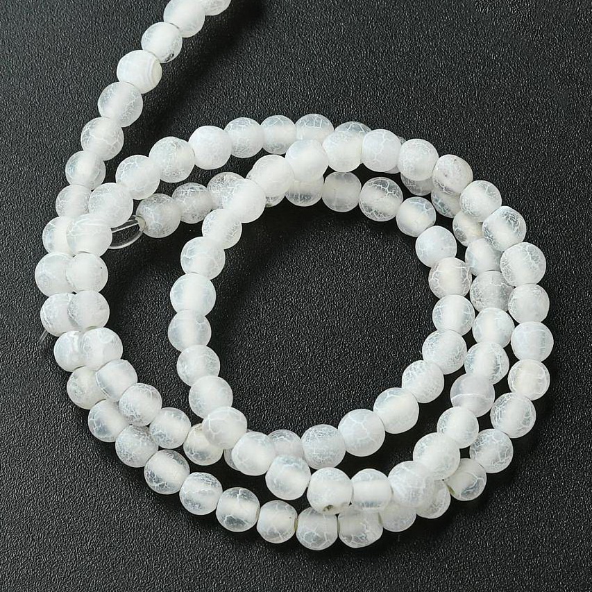 Agat natural, crakle, colorat alb, 4mm-sir 84 buc 1 buc