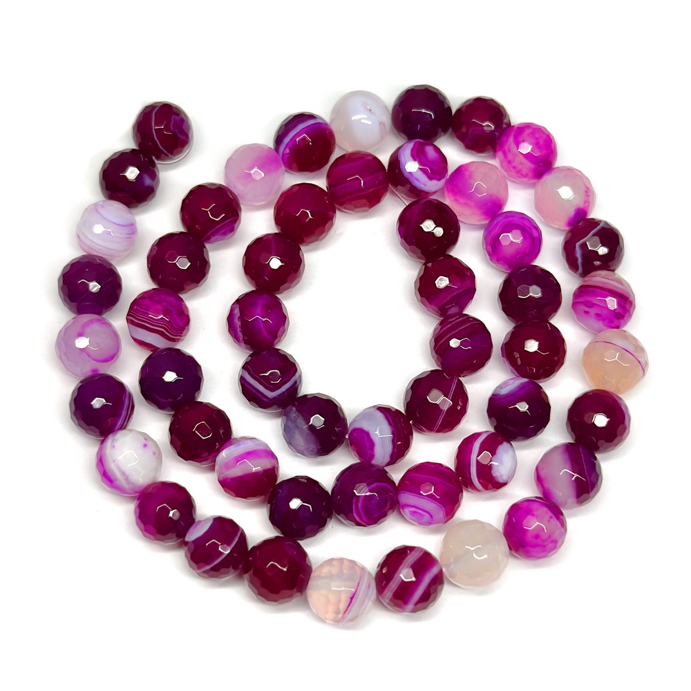 Agat striped, fatetat, magenta, 8mm-sir 53 buc 1 buc