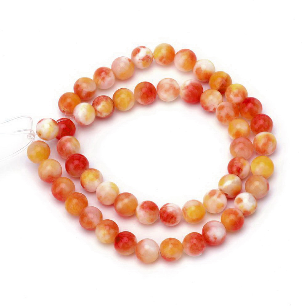 Jad translucid, portocaliu inchis cu alb, 6mm -sir 63 buc 1 buc