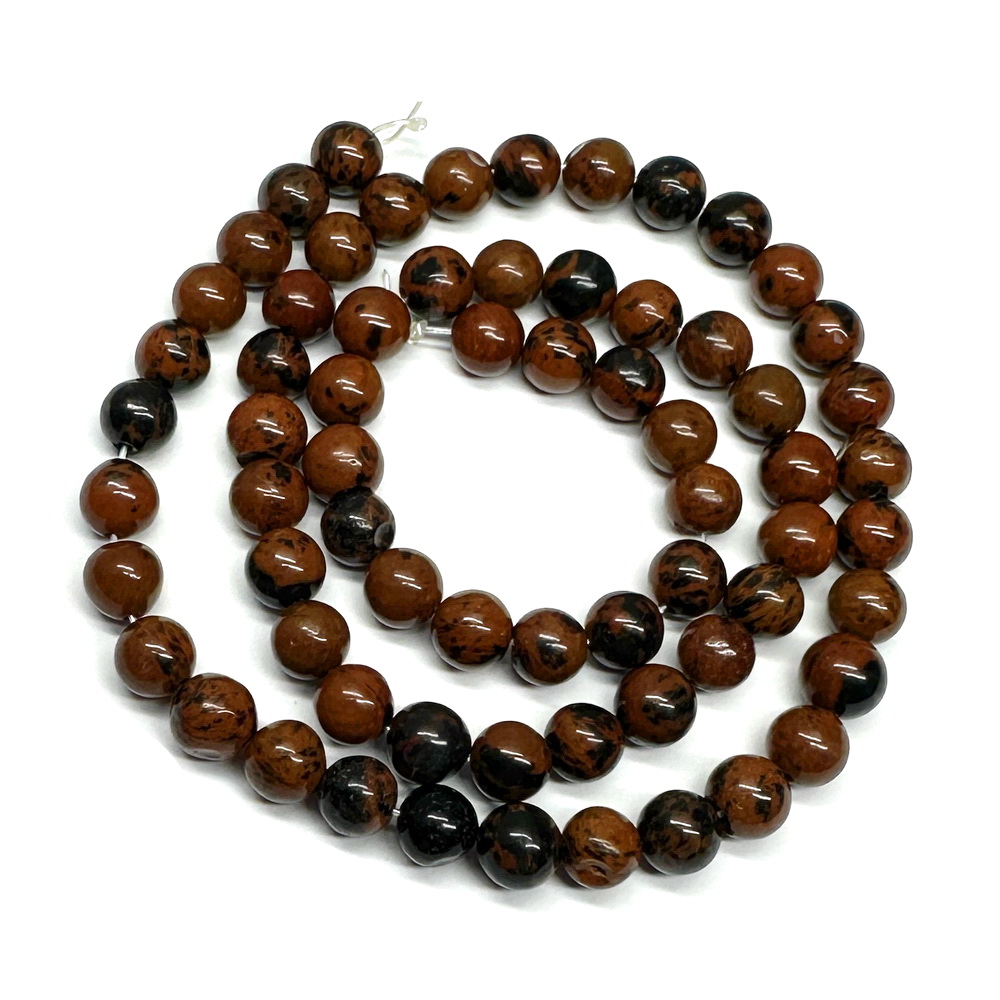Obsidian maro cu negru, 6mm-sir 67 buc 1 buc
