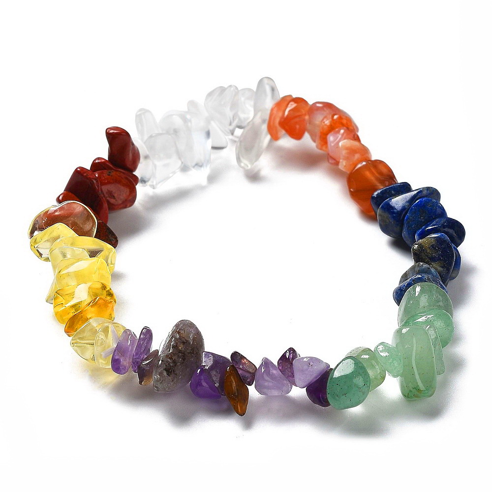 Bratara chakra, chipsuri pietre 7 semipretioase, pe elastic, diametru 5.5cm 1 buc
