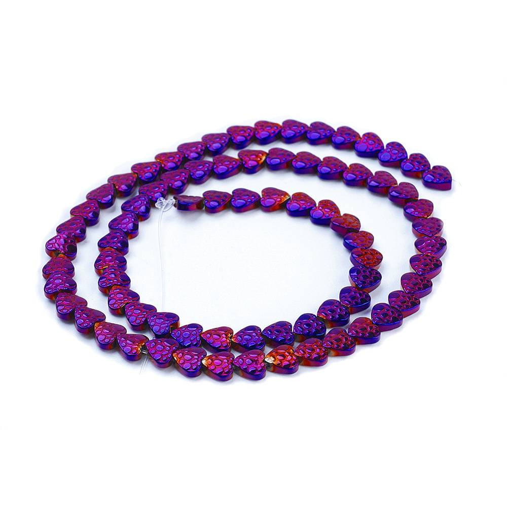 Hematit electroplacat violet, inima 6x6x2mm-sir 74 buc 1 buc