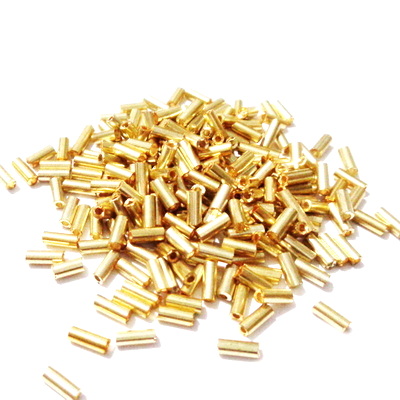 Margele tubulare auriu metalizat, 4mm
