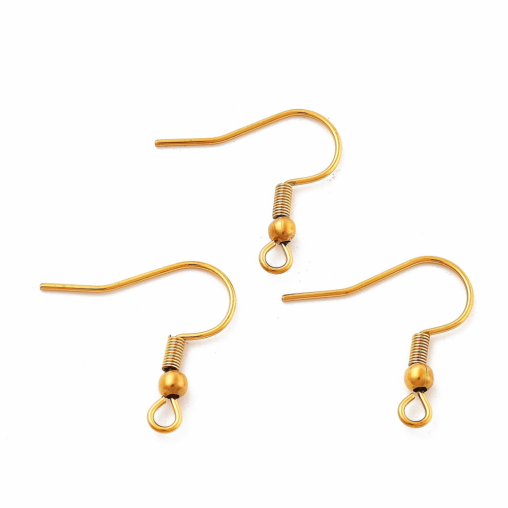 Tortite cercei otel inoxidabil 316, IP(placat cu ioni) cu aur 18k,  19x0.6mm 2 buc