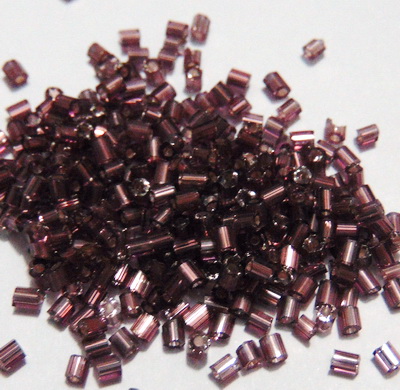 Margele tubulare mov cu miez argintiu, 3mm