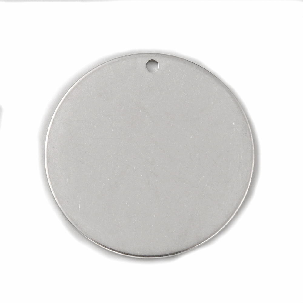 Pandantiv otel inoxidabil 304, pt. gravat, rotund, 30x1mm 1 buc