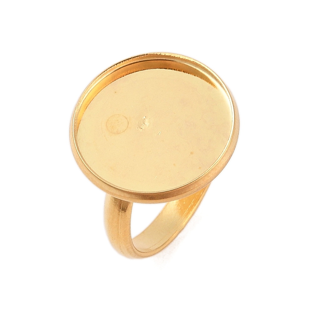Baza inel, otel inoxidabil 304,  placat cu aur 18K, reglabil, interior 17mm, pt. cabochon 16mm 1 buc
