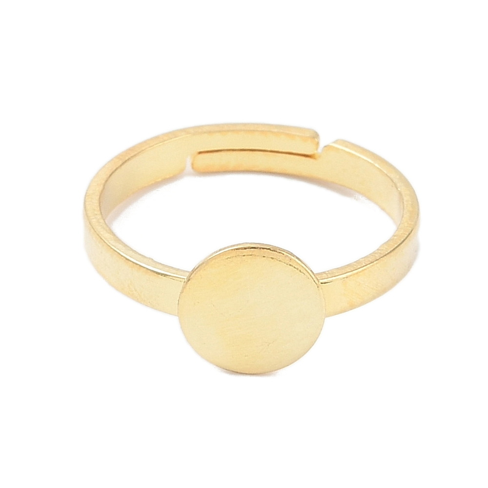 Baza inel otel inoxidabil 304, placat cu aur 18K, ajustabil, interior 17mm, platou 8mm 1 buc