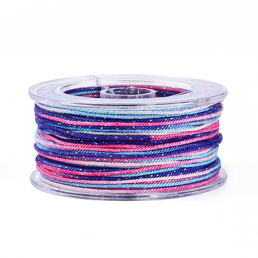 Snur polyester cu fir lame, violet in degrade 1mm - rola 27m 1 buc