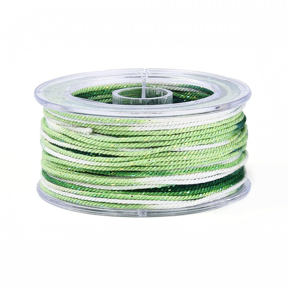 Snur polyester cu fir lame, verde in degrade 1mm - rola 27m 1 buc