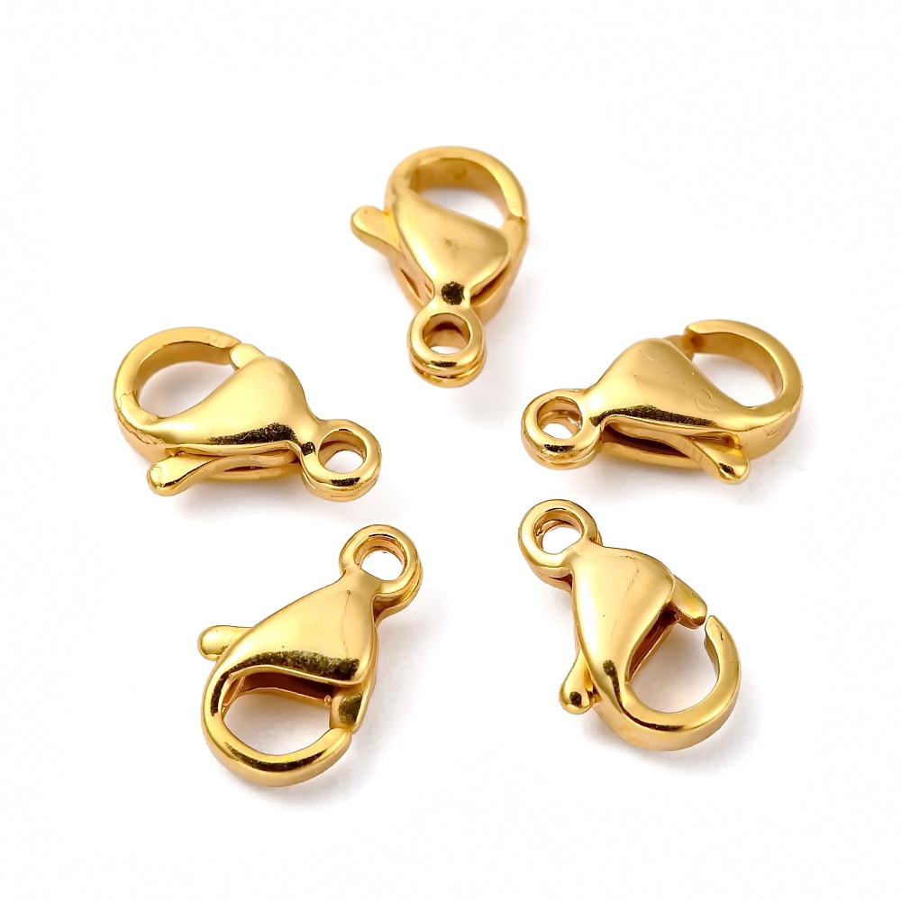 Inchizatoare ovala 12x8x3.5mm, otel inoxidabil 304 placata cu aur 24K 1 buc