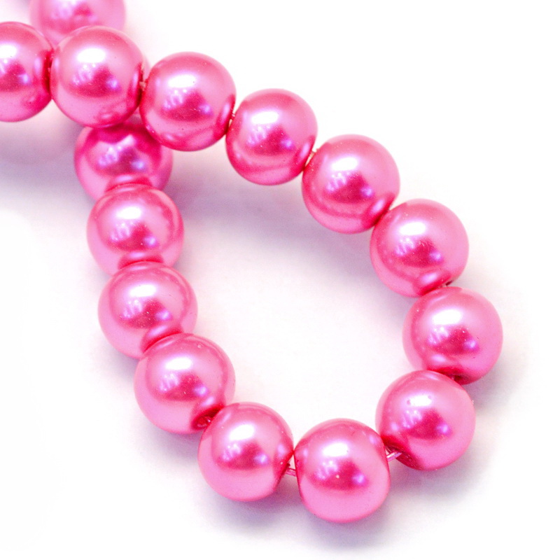 Perle sticla roz inchis, 6mm-sir 135 buc 1 buc