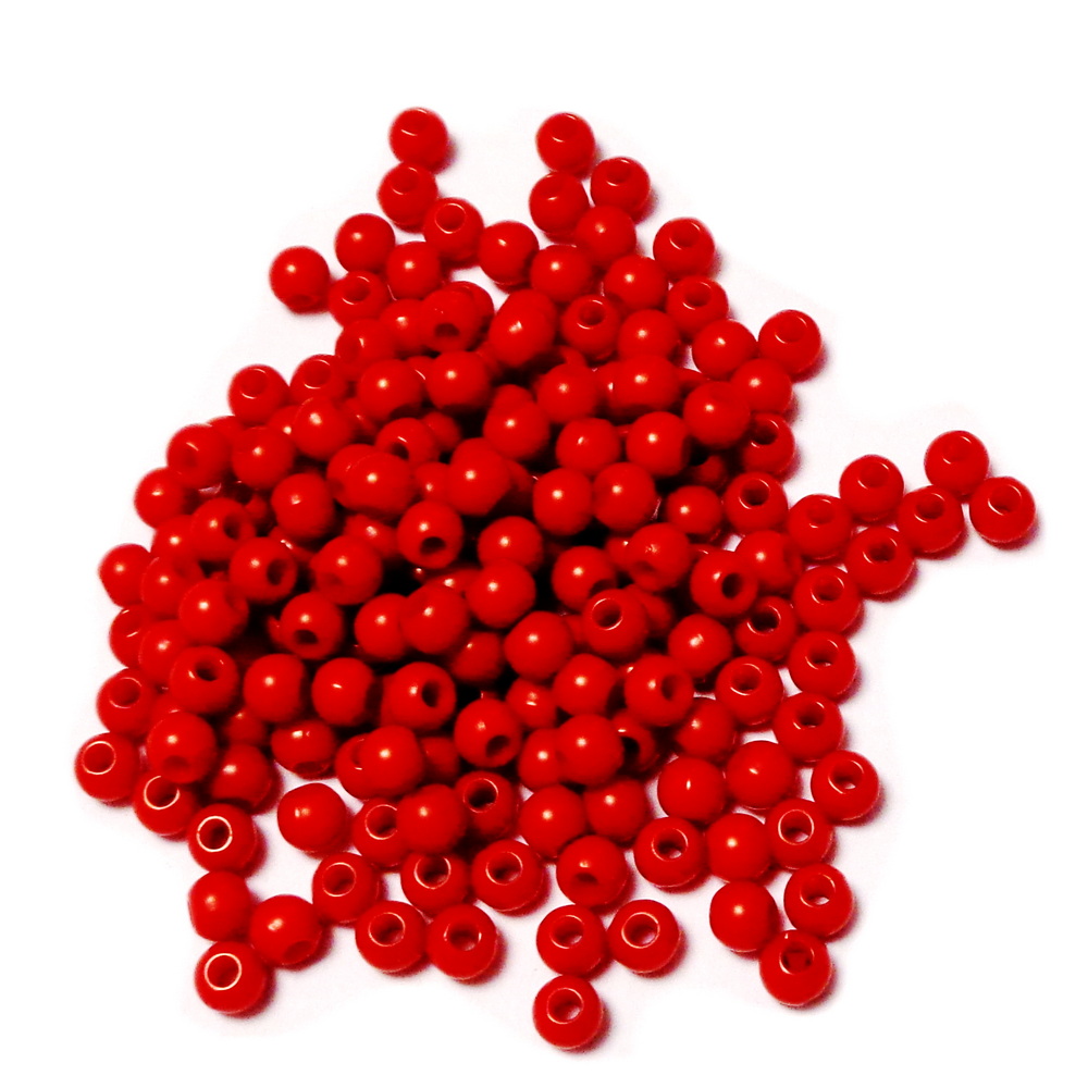 Margele plastic rosii, 4mm-200 buc 1 buc