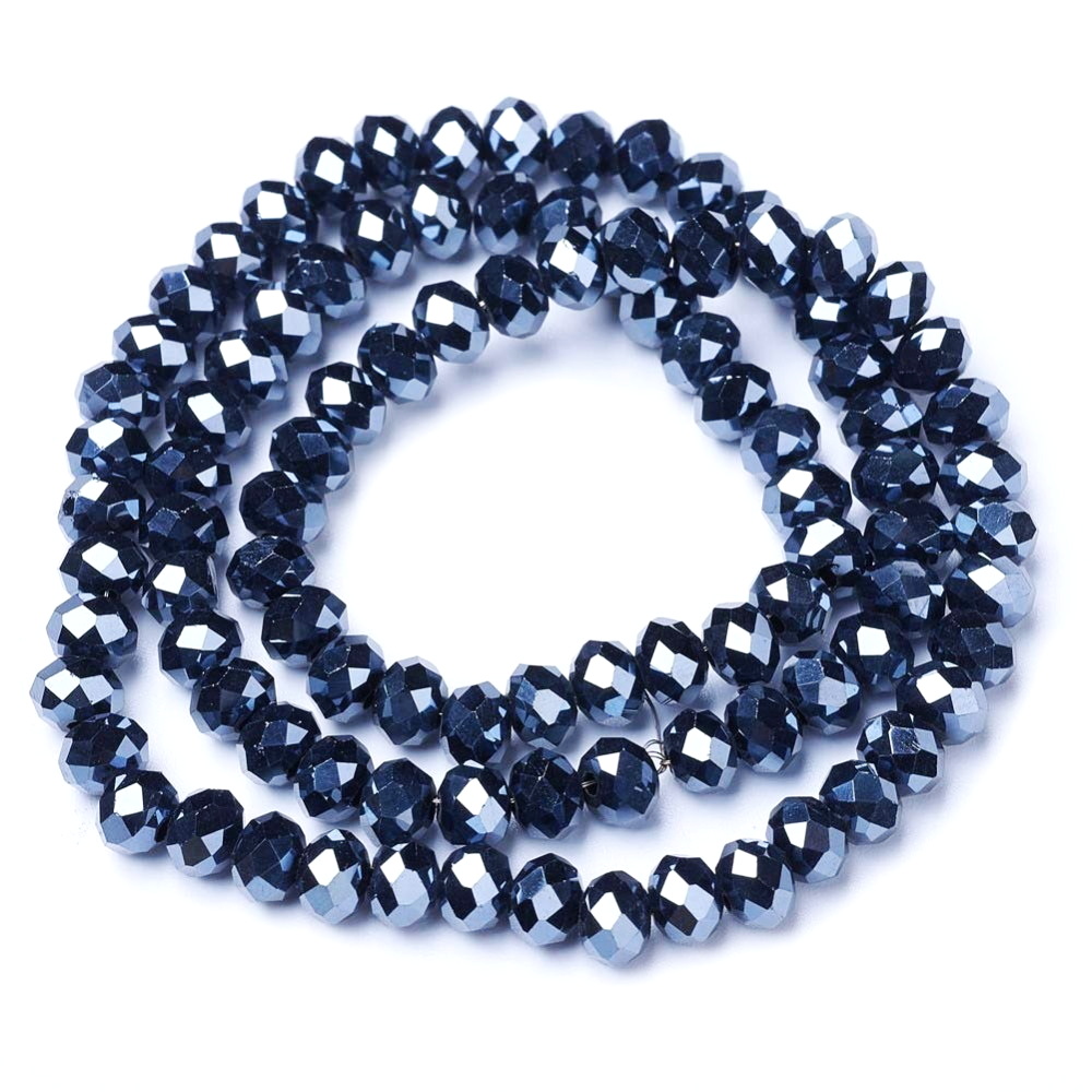 Cristale rondele 8x6mm, negru-hematit-sir 60 buc 1 buc
