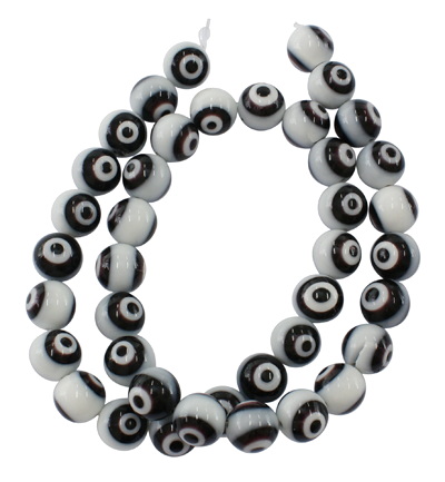 Margele lampa albe cu negru, ochiul lui Horus, 6 mm-sir 65 buc 1 buc