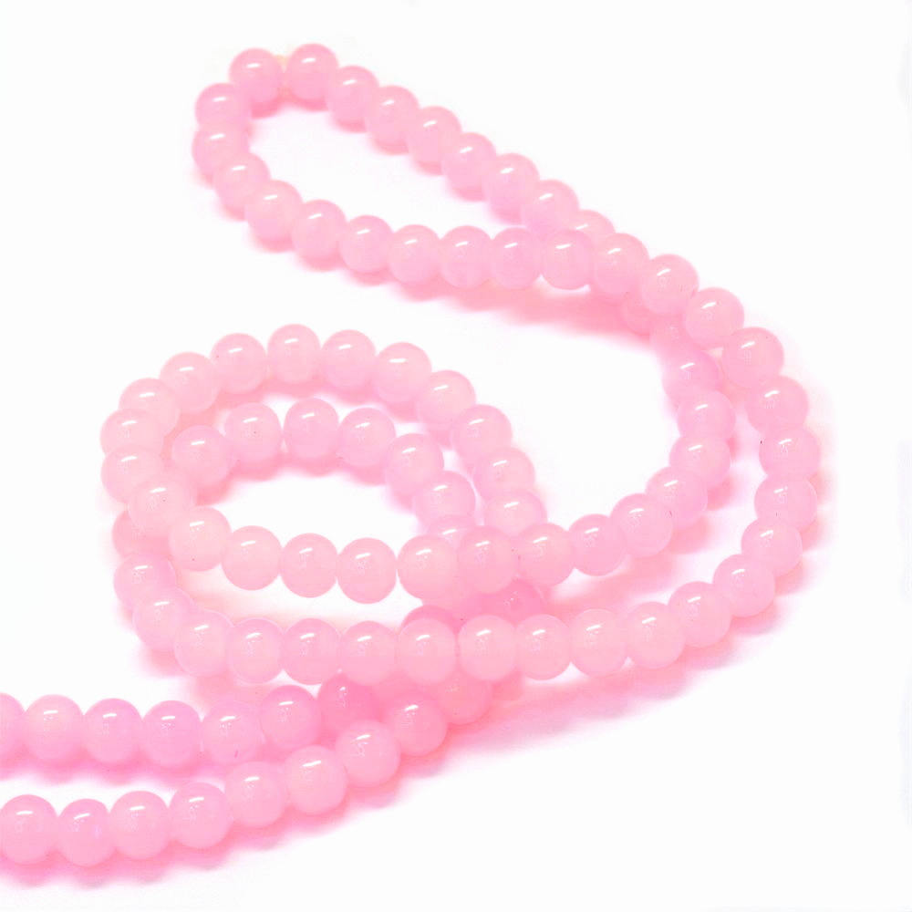 Margele sticla, imitatie jad roz, 6mm-sir 135 buc 1 buc
