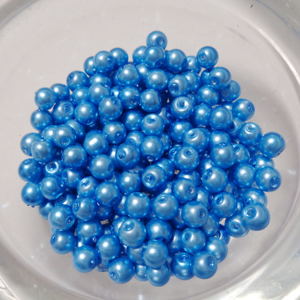 Perle sticla , albastru deschis, 4mm- 200 buc 1 buc