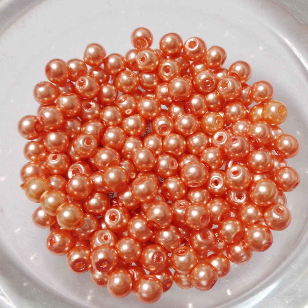 Perle sticla, roz-somon, 4mm-200 buc 1 buc