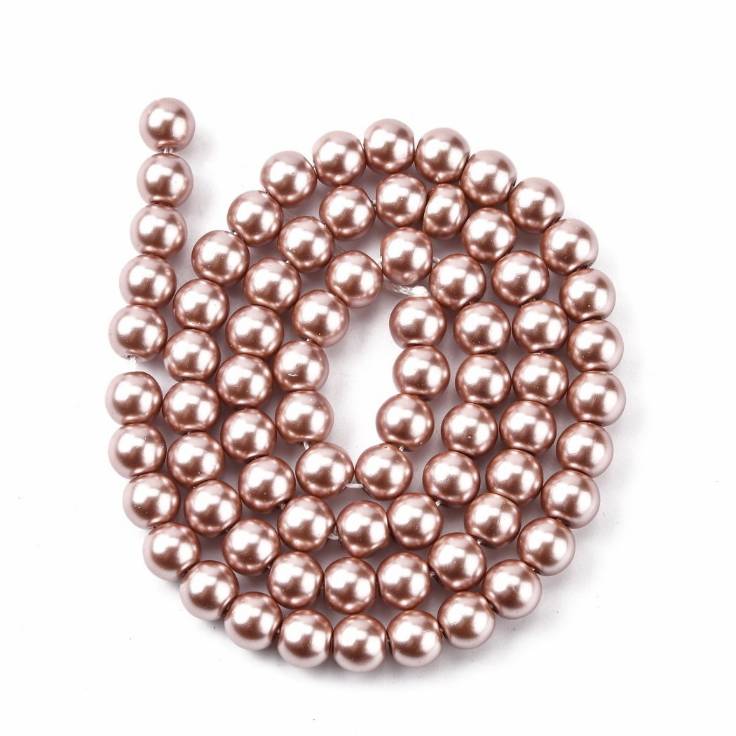 Perle sticla bej, 6mm-sir 72 buc 1 buc