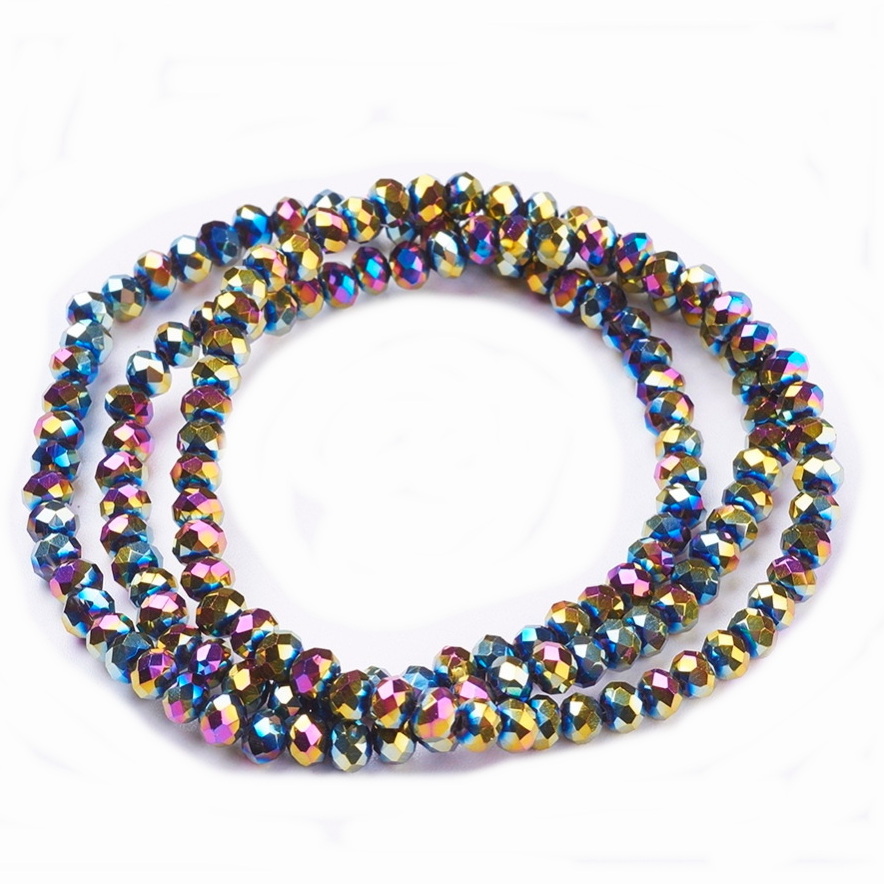 Cristale electroplacate multicolor,AB, rondele 4x3mm-sir 120 buc 1 buc