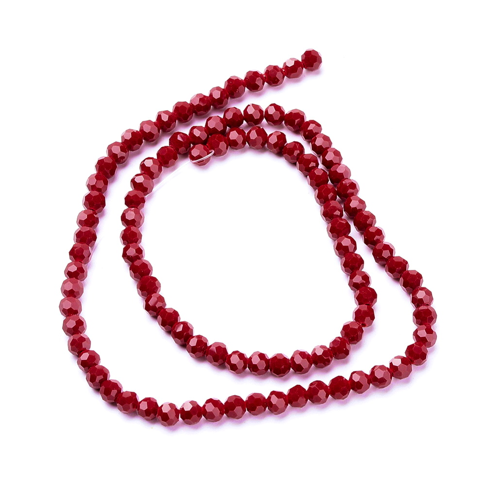 Cristale rondele opace rosu inchis, 4.5x4mm-sir 92 buc 1 buc